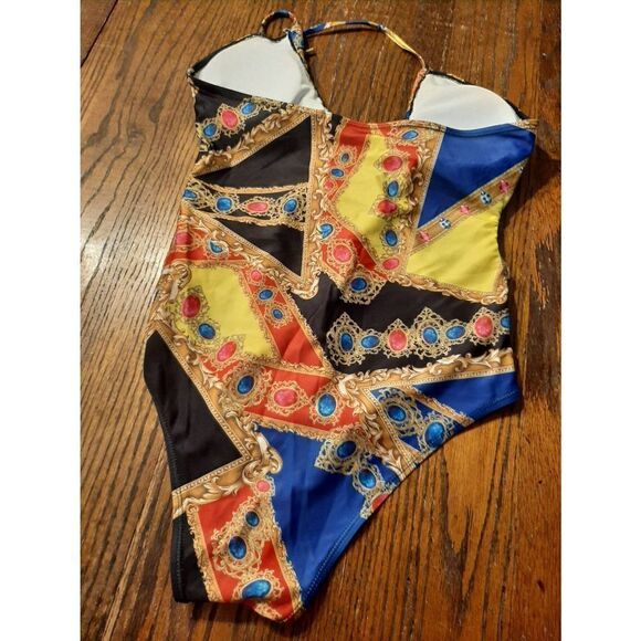 New XL Sexy One-Piece Cut Out Swimsuit Bathing Suit Deep Plunge High Cut NWOT - Picture 5 of 6